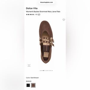 Dolce Vita Brown Perforated Double-Strap Loafer with Gold Buckles